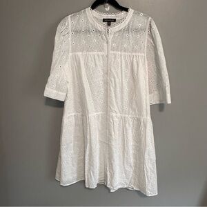 Rabbit Rabbit Rabbit White Eyelet Tiered Button Front Dress XL New